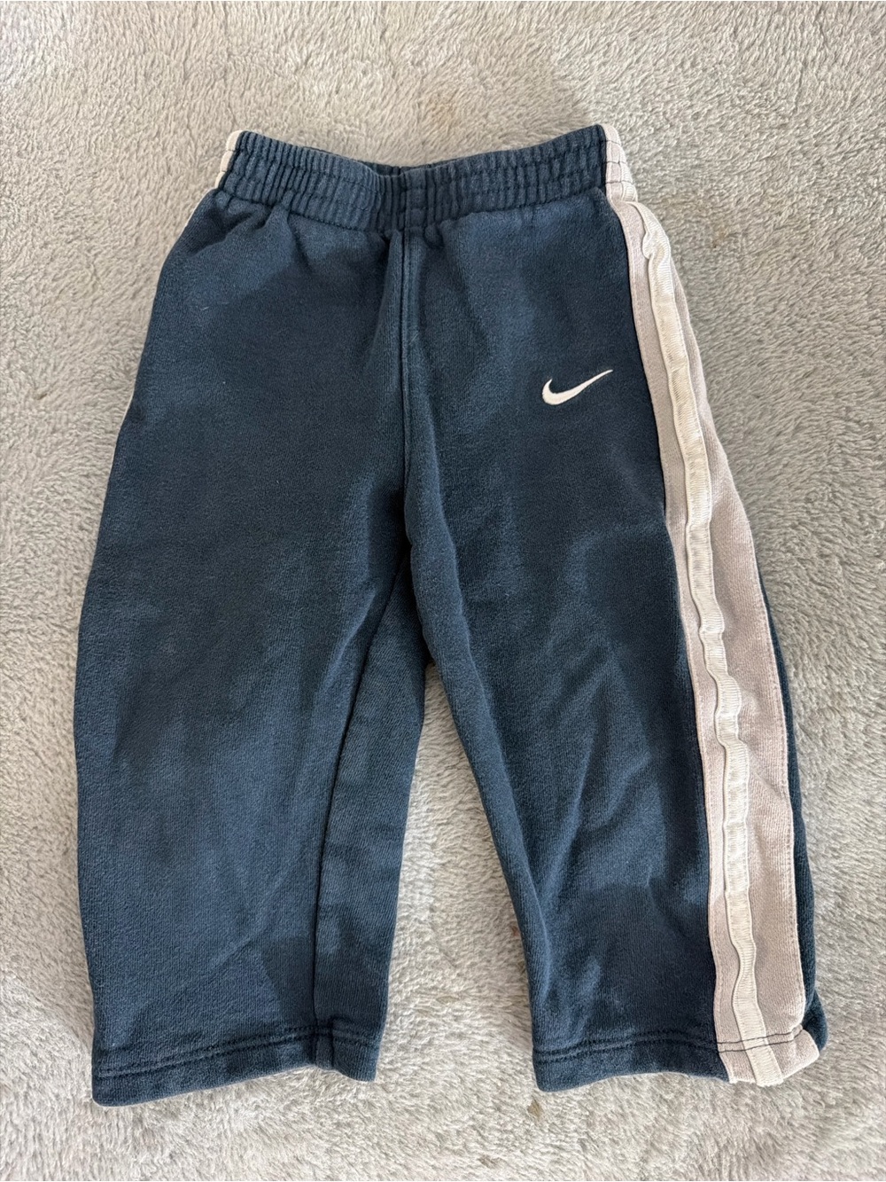 Nike Kids Dark Blue Joggers with Cream Side Panel
